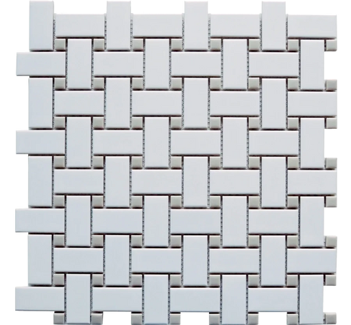 Porcelain Mosaics Gray & White 12x12 Basketweave Porcelain Mosaic Tile