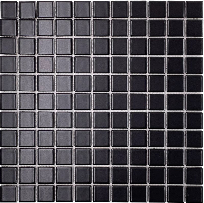 1x1 Black Matte Porcelain Mosaic