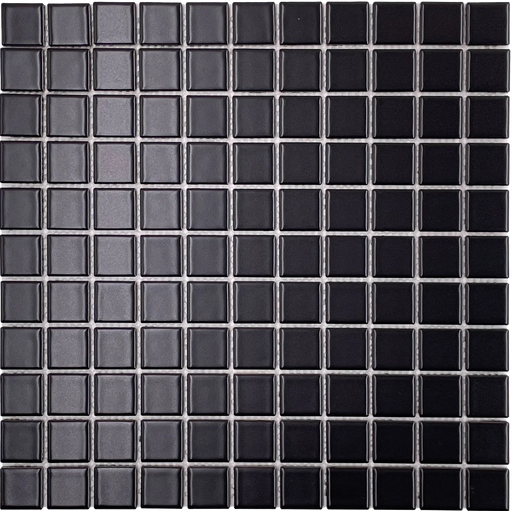 1x1 Black Matte Porcelain Mosaic