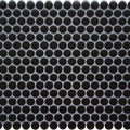 Porcelain Mosaics Black 11.45x12.40 Pennyround Matte Porcelain Mosaic Tile