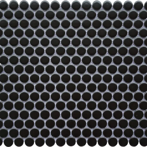 Porcelain Mosaics Black 11.45x12.40 Pennyround Matte Porcelain Mosaic Tile