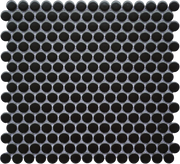 Porcelain Mosaics Black 11.45x12.40 Pennyround Matte Porcelain Mosaic Tile