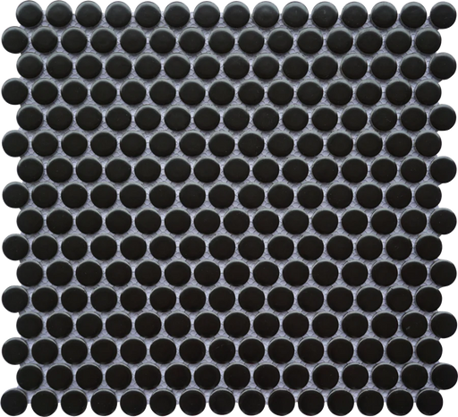 Porcelain Mosaics Black 11.45x12.40 Pennyround Matte Porcelain Mosaic Tile