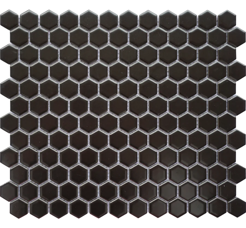 Porcelain Mosaics Black 2x2 Hexagon Matte Porcelain Mosaic Tile