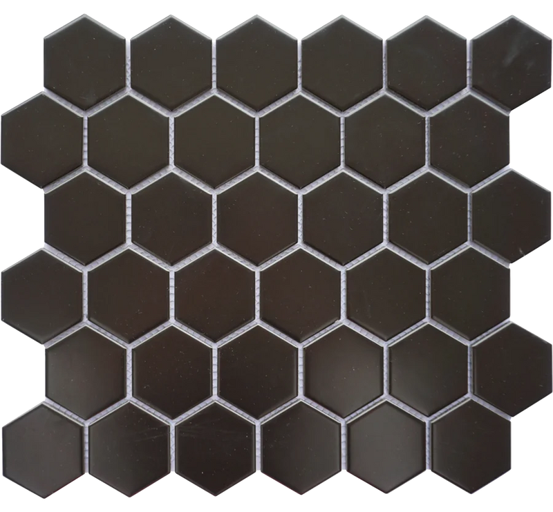 Porcelain Mosaics Black Matte 1x1 Hexagon Mosaic Tile
