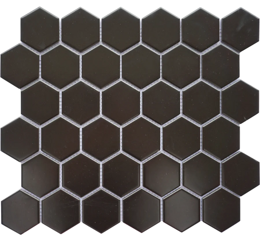 Porcelain Mosaics Black Matte 1x1 Hexagon Mosaic Tile