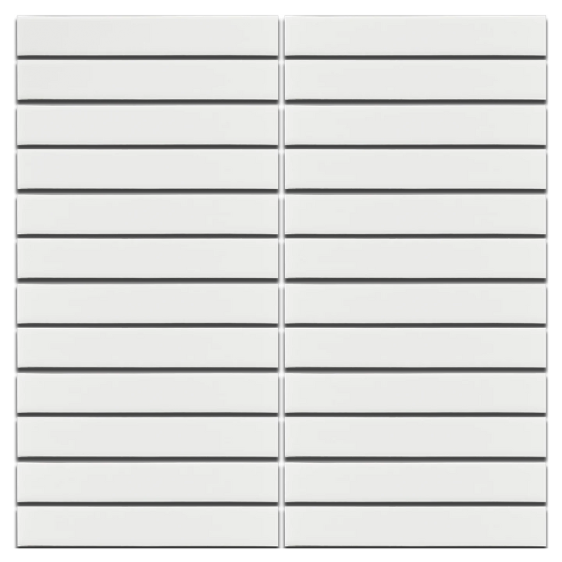 White 1x6 Grid Matte Porcelain Mosaic