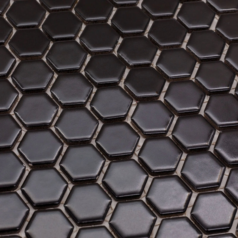 1x1 Black Matte Porcelain Mosaic