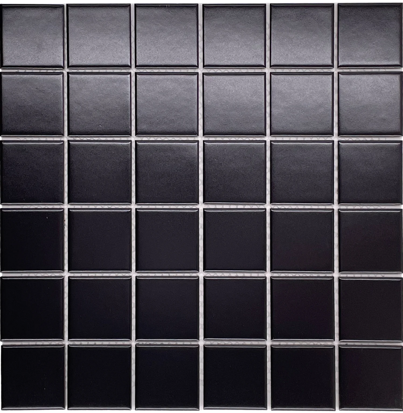 Square Black 2x2 Matte Porcelain Mosaic