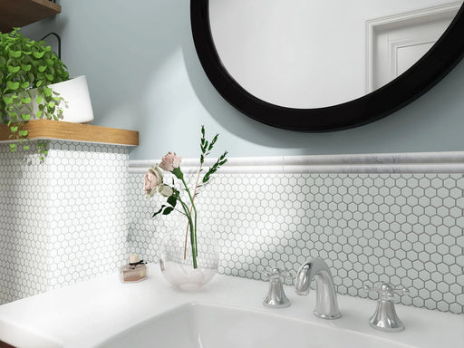 Glazed Matte White 1x1 Hexagon Porcelain Mosaic