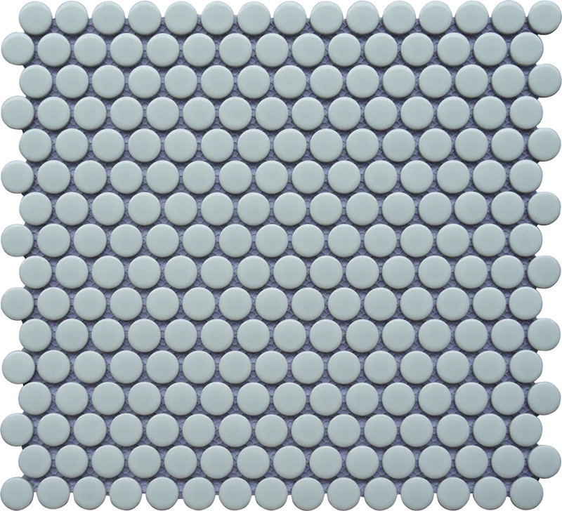 Porcelain Mosaics White Bright 11.45x12.40 Pennyround Gloss Porcelain Mosaic Tile