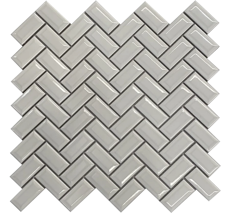 Porcelain Mosaics White Bright 12x12 Diamond Herringbone Gloss Porcelain Mosaic Tile