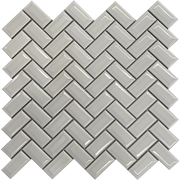 Porcelain Mosaics White Bright 12x12 Herringbone Gloss Porcelain Mosaic Tile