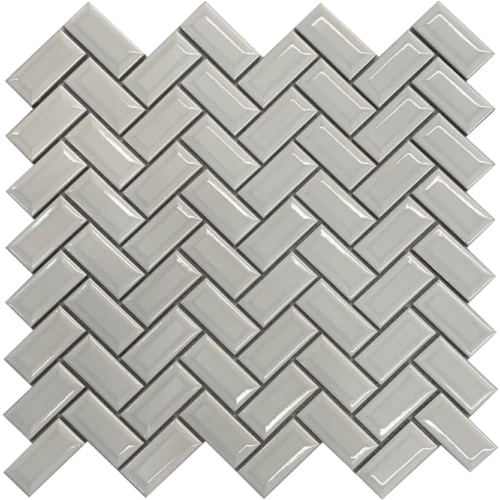 Porcelain Mosaics White Bright 12x12 Herringbone Gloss Porcelain Mosaic Tile
