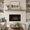 Porto Beige 18x36 Honed Natural Limestone Tile — Living Room fireplace surround