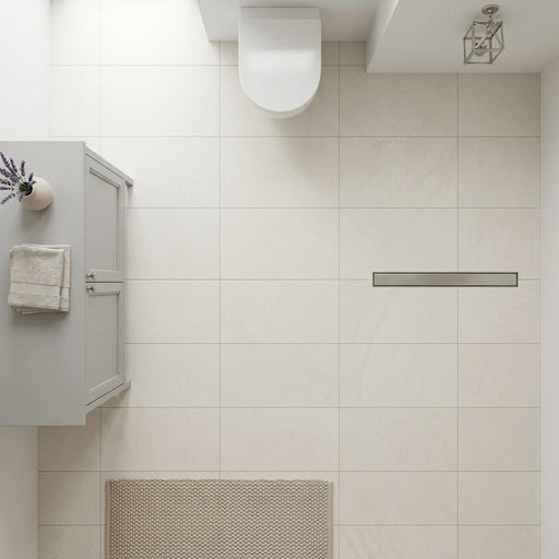 Porto Beige Limestone Tile 16x24 Honed — Bathroom floor