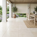 Porto Beige Limestone Tile 18x18 Honed — Covered Patio floor