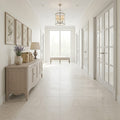 Porto Beige Limestone Tile 18x18 Honed — Hallway floor