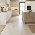 Porto Beige Limestone Tile 18x18 Honed — Kitchen floor
