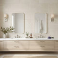 Porto Beige Limestone Tile 18x36 Brushed — Bathroom vanity wall