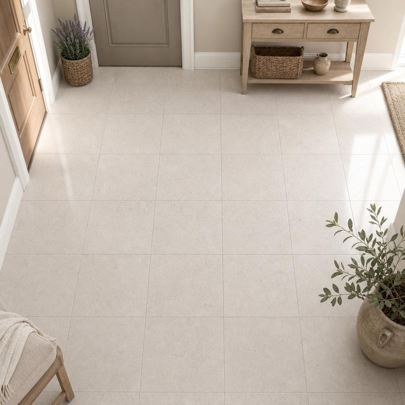 Porto Beige (Semi Rijo) 12x12 Honed Natural Limestone Tile — Foyer floor