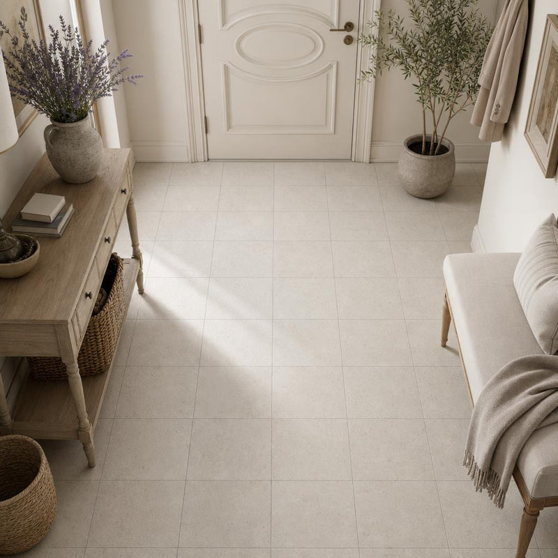 Porto Beige (Semi Rijo) 12x12 Honed Natural Limestone Tile — Hallway floor