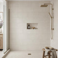 Porto Beige (Semi Rijo) 12x24 Honed Limestone Tile — Bathroom shower wall