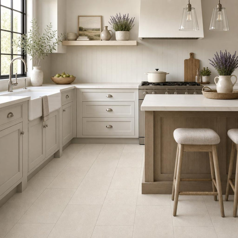 Porto Beige (Semi Rijo) 12x24 Honed Limestone Tile — Kitchen floor