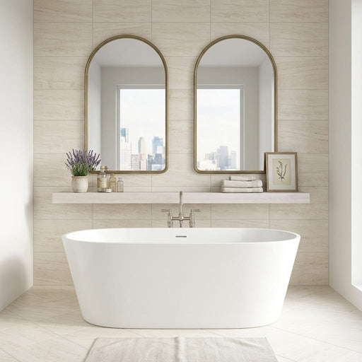 Porto Rosal Limestone Tile 16x24 Honed — Bathroom shower wall