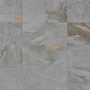 Close-up of Silver Mix Porcelain Rough & Straight Edge 24 x 24 x 3/4 Paver, in Silver tones.