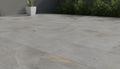 Close-up of Silver Mix Porcelain Rough & Straight Edge 24 x 24 x 3/4 Paver, in Silver tones.