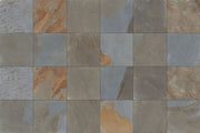Close-up of Natural Pennsylvania Full Range Porcelain Rough & Straight Edge 24 x 24 x 3/4 Paver, in Natural tones.