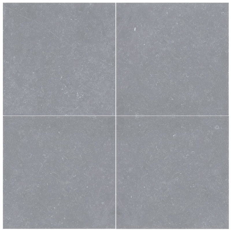 Close-up of Bluestone Light Grey Porcelain Rough & Straight Edge 24 x 24 x 3/4 Paver, in Grey tones.
