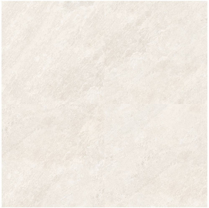 Close-up of Mammoth White Porcelain Rough & Straight Edge 24 x 24 x 3/4 Paver, in White tones.