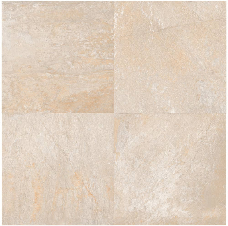 Close-up of Fusion White Porcelain Rough & Straight Edge 24 x 24 x 3/4 Paver, in White tones.