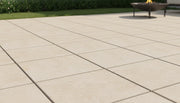 Close-up of Fusion White Porcelain Rough & Straight Edge 24 x 24 x 3/4 Paver, in White tones.
