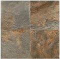 Close-up of Natural Harmony Slate Porcelain Rough & Straight Edge 24 x 24 x 3/4 Paver, in Natural tones.