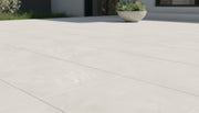 Close-up of Pearl White Porcelain Rough & Straight Edge 24 x 24 x 3/4 Paver, in White tones.