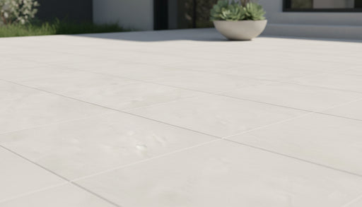 Close-up of Pearl White Porcelain Rough & Straight Edge 24 x 24 x 3/4 Paver, in White tones.