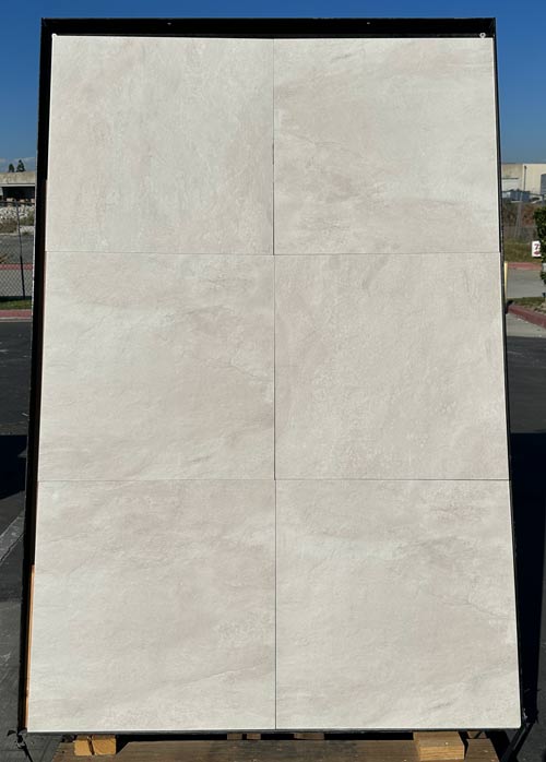 Close-up of Pearl White Porcelain Rough & Straight Edge 24 x 48 x 3/4 Paver, in White tones.