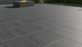 Close-up of Grey Owl Porcelain Rough & Straight Edge 24 x 24 x 3/4 Paver, in Grey Owl tones.