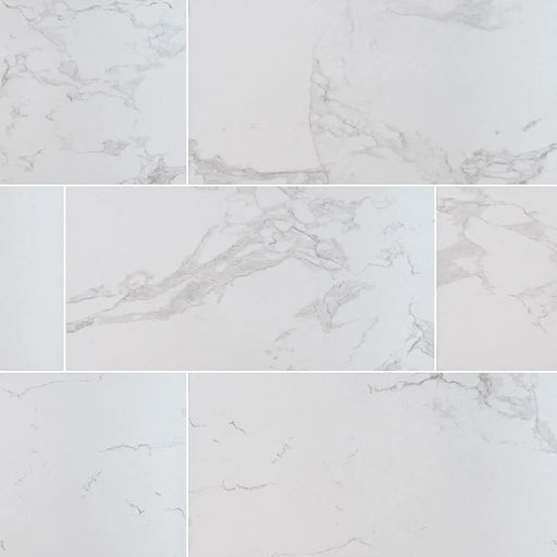 Praia Carrara 12x24 Polished Porcelain Marble Look Floor Tile