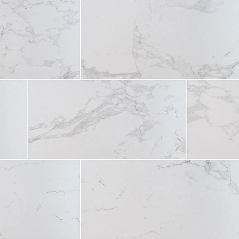 Praia Carrara 24x48 Polished Porcelain Marble Look Floor Tile