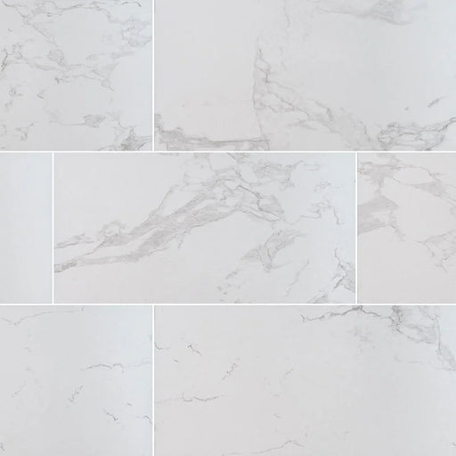 Praia Carrara 24x48 Polished Porcelain Marble Look Floor Tile