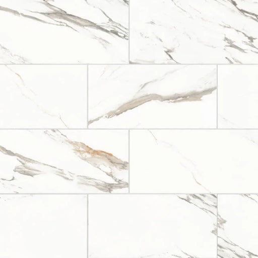 Prati Calacatta Borghini Warm 24x12 Polished Ceramic Field Tile