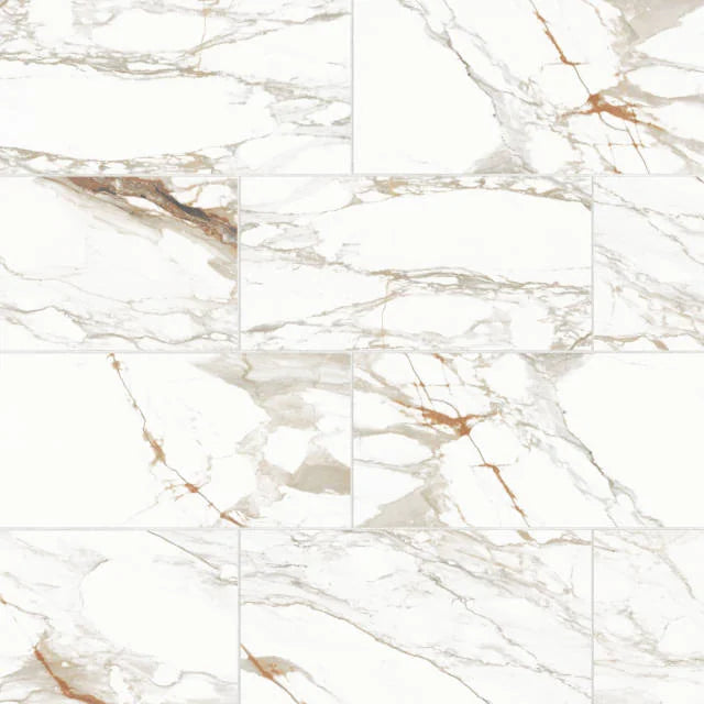 Prati Calacatta Macchia Vecchia 24x12 Polished Ceramic Field Tile