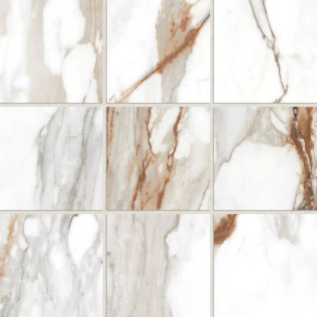 Prati Calacatta Macchia Vecchia 4x4 Honed Porcelain Mosaic
