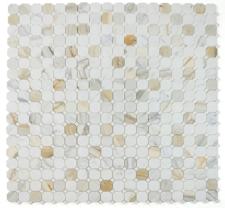 Precious Stone Calacatta Gold 11.75x11.75 Octagon Marble Mosaic