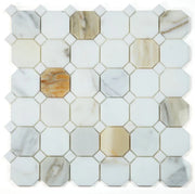 Precious Stone Calacatta Gold 11.75x11.75 Octagon Marble Mosaic