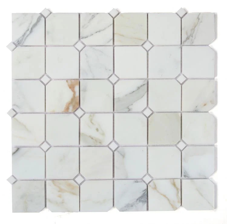 Precious Stone Calacatta Gold 2x2 Clipped Marble Mosaic